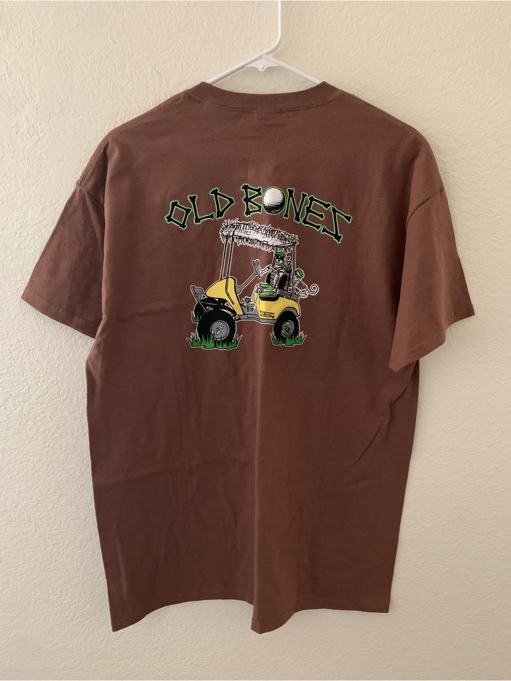 Old Bones Golf Tee Yellow Golf Cart Streetwear Graphic Tee